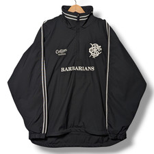 Vintage Barbarians Rugby Jacket Mens Large Black Cotton Traders Quarter Zip