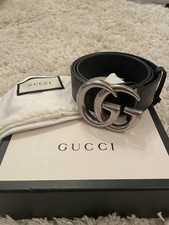 Gucci GG Belt Silver Buckle Size 85-34