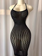 Sexy Black Mesh Halter Dress