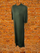 ZARA GREEN JUMPER DRESS L WOMENS SHORT SLEEVE SHEER HIGH NECK LONG SMART KNIT