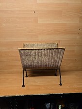 Vintage 1970s Wicker Folding Magazine Rack | Retro Magazine Holder | Mid Century