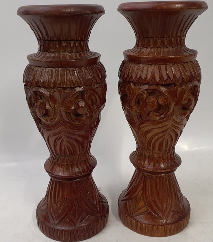 Wooden candle holders pair - candle,