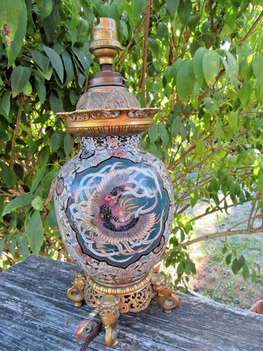 Xix bronze and enamel - and, lamp