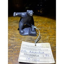 Authentic Inuit Soapstone Carving Povungnituk Canada Signed Joe Etualuk with tag