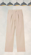 Ex Fat Face Women’s Ives Wide Leg Linen Trousers in Ivory Natural