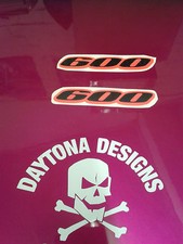 GSXR 600 BLACK ON DAYGLOW RED CUSTOM PAIR OF GRAPHICS DECALS STICKERS
