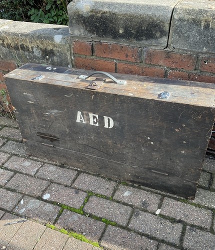 Vintage wooden tool box with - tool,