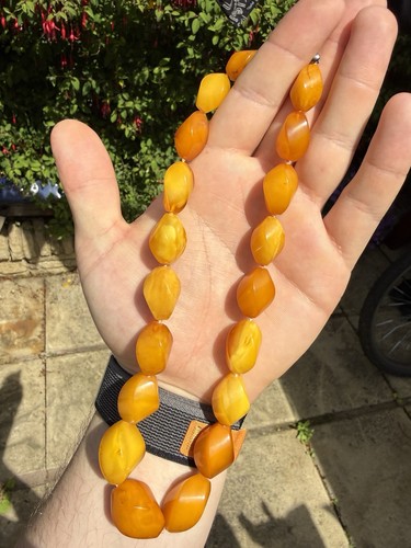 Baltic amber bead necklace - amber,