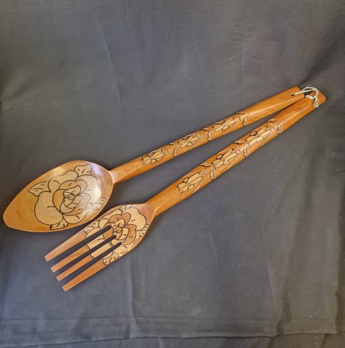 Hand carved wooden salad - carved,