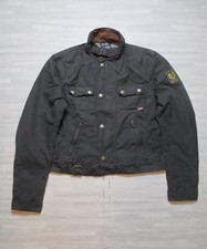 Belstaff Waxed Jacket Womens Medium Black Motorcycle Biker Zip Pockets Buckle