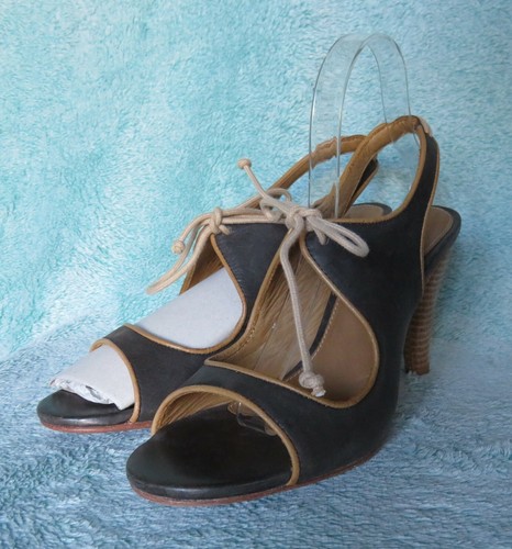 Shoes leather black tan - leather,