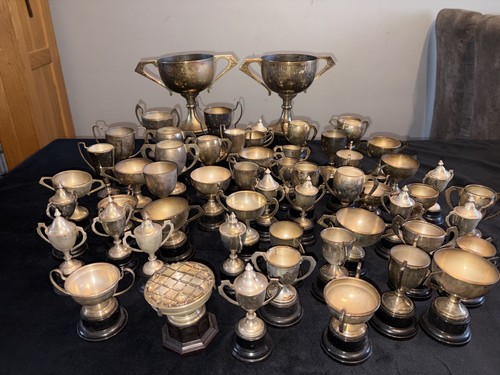 Silver plated trophy job lot - silver,