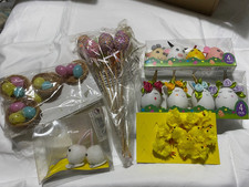 bundle of Easter decorations and craft supplies, chicks ,eggs, nests etc