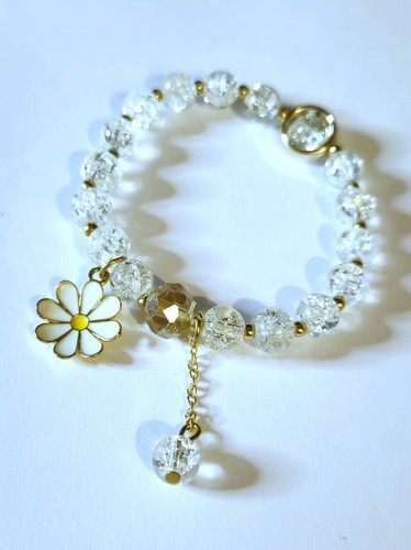 Clear crackled glass - clear, daisy