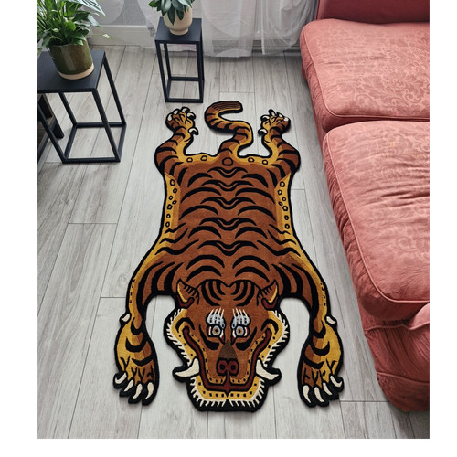 Tiger animal print shaped rug - tiger,