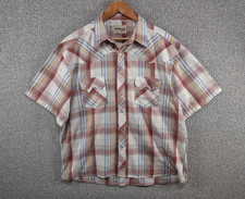 Rustler by Wrangler Western Check Plaid Sawtooth Pocket Pearl Snap Shirt XL