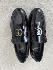 Christian Louboutin MOC Lug Flat Black Polished Leather Loafers