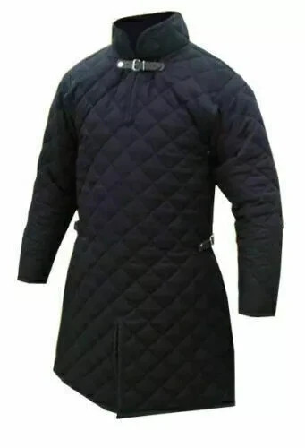 Black medieval gambeson jacket - gambeson,