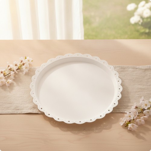 Lace edged tray - lace-edged,