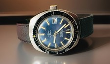 Vintage RARE TALIS 25Jewels Divers Automatic Date Blue Dial GWO SWISS Mens Watch