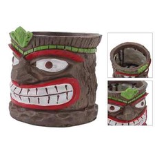 Tiki Head Mask Planter plant
