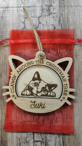 British blue engraved cat tree