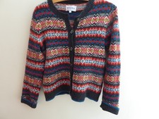 Brora Fair Isle Pattern Wool Cardigan Size UK 10