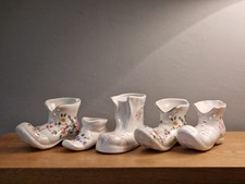Collection Of Five China Boots. All Marked With Maker. Some Wear To Surfaces.