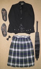 Scottish Gordon Tartan Set Kilt 30" Waist Coat 36" Chest & Extras - 6 pieces