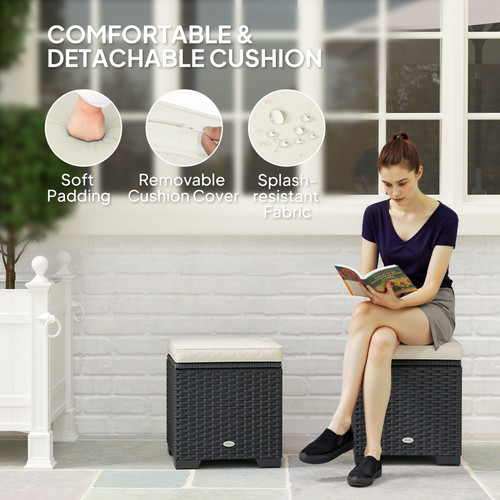 Rattan footstool storage - rattan, footstool,