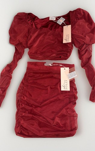 Polly burgundy skirt set - burgundy,