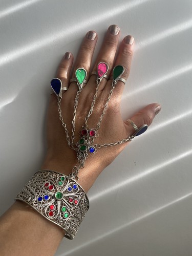 Afghan open cuff bracelet with - open,