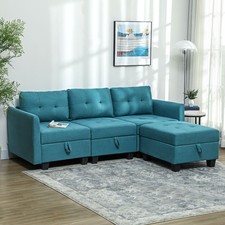 Tufted Modular Sectional Sofa with Storage, L Shaped Sofa