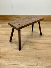 Primitive Style Antique 1800s Rustic Wooden Four Leg Farmers Milking Stool