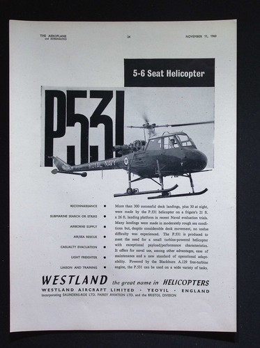 Original 1960 advert westland - original,