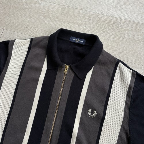 Fred perry striped knitted zip - perry,