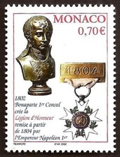 Monaco 2002 Legion of Honour Medal & Napoleon Bust, UNM / MNH