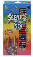 50 Scentos Scented Fibre Tip Markers, Sensory Pens, Stocking Filler.