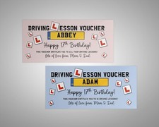 Personalised Handmade Driving Lesson Voucher Pink or Blue