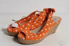 Peacocks Womens Polka Dot Wedge Heels Shoes Orange - Size 4 (B17)