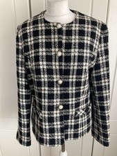 Vintage C&A Jacket UK 12/14 Black Cream Wool Mix Boucle/ Tweed