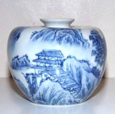 Antique Chinese Qing Small Blue and White Porcelain Vase with Kangxi Reign Marks