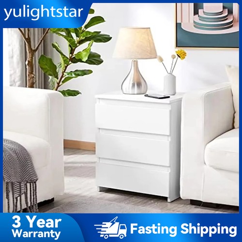 White wooden bedside table - bedside,