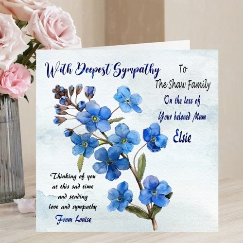 Personalised bereavement card - personalised,