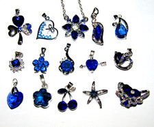 Huge choice of BLUE pendant necklaces in silver & gold plate gift idea fast UK/D