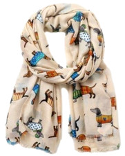 Dachshund Scarf Ladies Cream