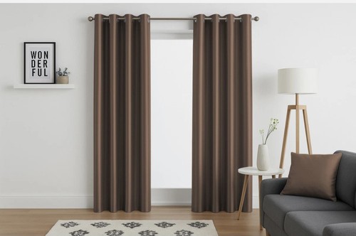 Faux silk curtains eyelet - silk,