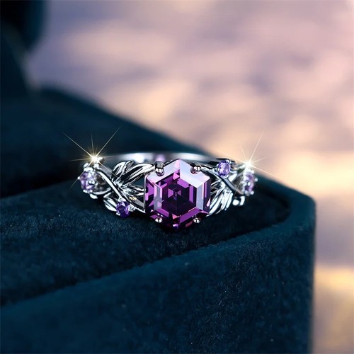 Purple zircon ring - zircon, women