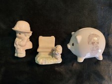 Precious Moments Salt & Pepper Set and Mini Ceramic Piggy Bank