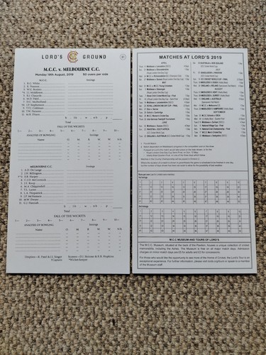 Mcc melbourne 08 2019 - v, 19/08/2019